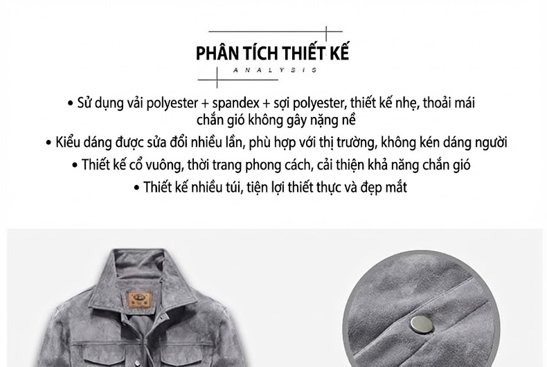 Áo Khoác Bomber Nam Da Lộn Mỏng Phong Cách Retro Màu Xám, Nâu, Be chi tiết 2
