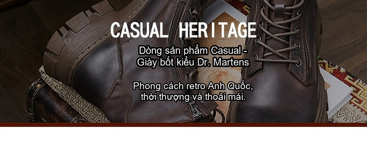 Boot Martin Nam Da Bò Cổ Cao Khóa Kéo Chiều Cao Đế Khoảng 4cm Màu Đen, Nâu chi tiết 1
