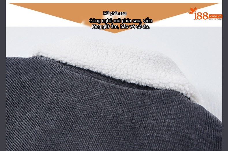 Áo Khoác Nam Cotton Lót Lông Cừu Non Dáng Rộng Màu Xám, Xanh, Nâu chi tiết 25