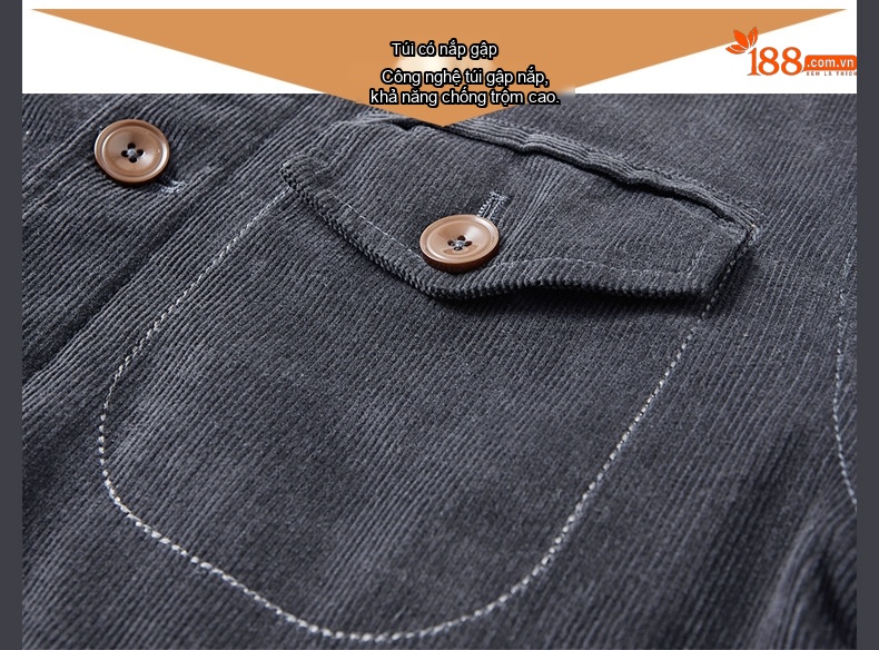 Áo Khoác Nam Cotton Lót Lông Cừu Non Dáng Rộng Màu Xám, Xanh, Nâu chi tiết 23