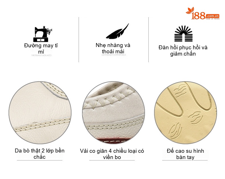 Giày Lười Nam Da Thật Chiều Cao Đế Khoảng 2cm Màu Trắng, Đen chi tiết 11