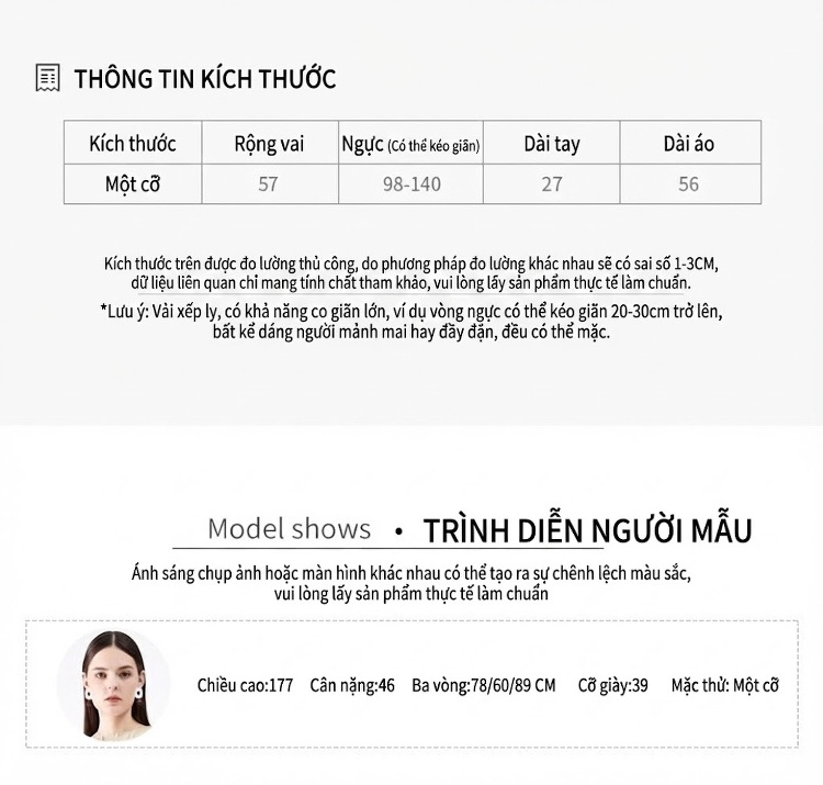 Áo Thun Nữ Tay Dài Cổ Lọ Kiểu Hàn Quốc Họa Tiết Caro Dập Ly Màu Trắng, Xanh Dương, Kem, Xám... chi tiết 10