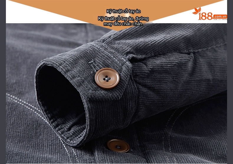Áo Khoác Nam Cotton Lót Lông Cừu Non Dáng Rộng Màu Xám, Xanh, Nâu chi tiết 22