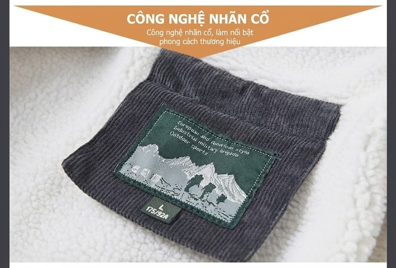 Áo Khoác Nam Cotton Lót Lông Cừu Non Dáng Rộng Màu Xám, Xanh, Nâu chi tiết 27