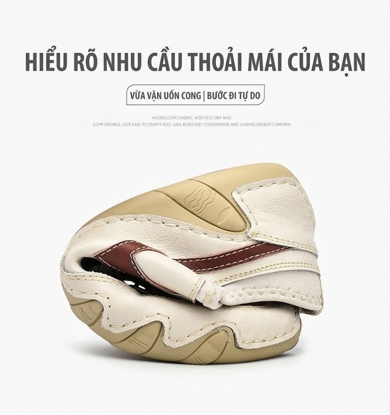 Giày Lười Nam Da Thật Chiều Cao Đế Khoảng 2cm Màu Trắng, Đen chi tiết 3