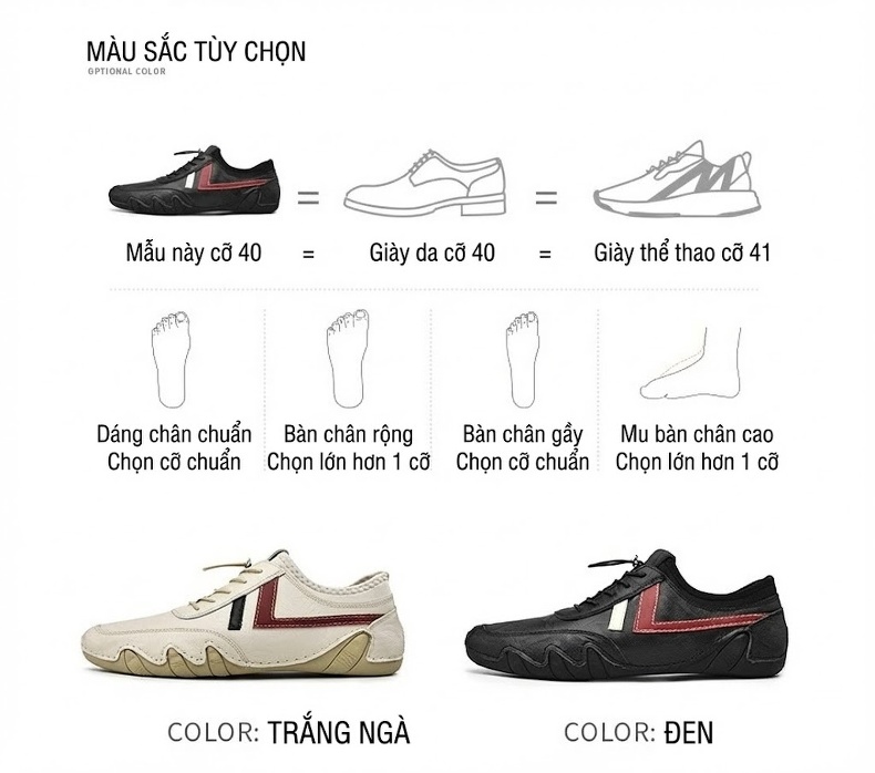 Giày Lười Nam Da Thật Chiều Cao Đế Khoảng 2cm Màu Trắng, Đen chi tiết 9