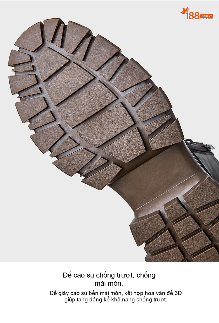 Boot Martin Nam Da Bò Cổ Cao Khóa Kéo Chiều Cao Đế Khoảng 4cm Màu Đen, Nâu chi tiết 12