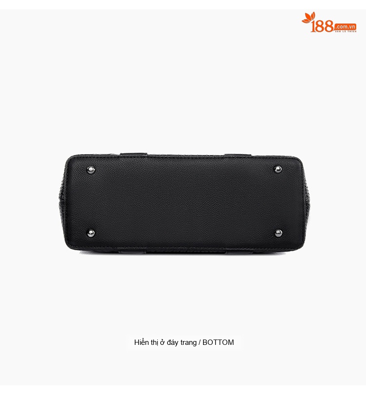 Túi Xách Tay Nữ Da Bóng Vân Đan Lớn Đựng Vừa Laptop Công Sở Màu Đen chi tiết 18