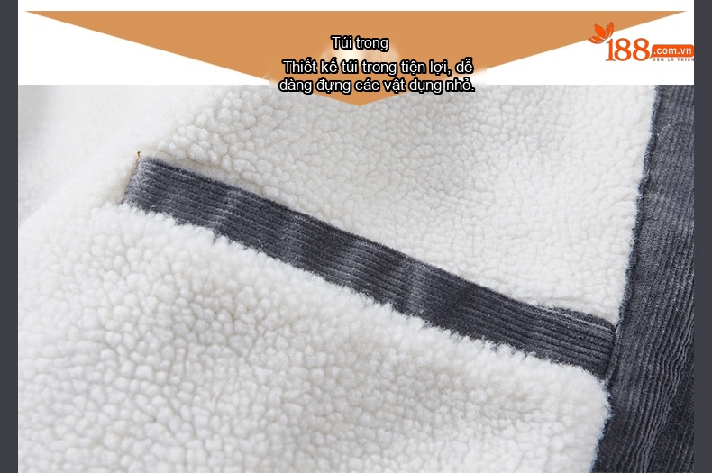 Áo Khoác Nam Cotton Lót Lông Cừu Non Dáng Rộng Màu Xám, Xanh, Nâu chi tiết 26