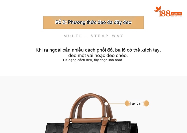 Túi Tote Nữ Da Bóng Dập Chữ Thời Trang Công Sở Dung Tích Lớn Đeo Vai, Đeo Chéo Màu Đen, Nâu chi tiết 6