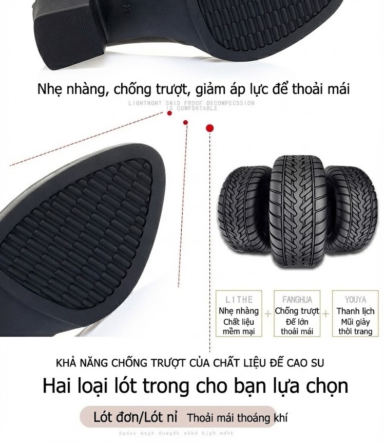 Giày Cao Gót Nữ Da Thật Buộc Dây Chiều Cao Đế Khoảng 6cm Màu Đen chi tiết 5
