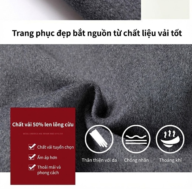 Áo Khoác Dạ Nam Dáng Dài Có Mũ Trùm Đầu Màu Đen, Xám chi tiết 3