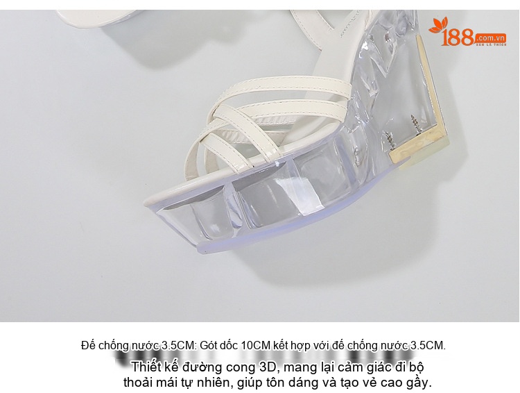 Giày Sandal Cao Gót Nữ Quai Chéo Da Bóng Gót Cao 10cm Màu Đen, Trắng, Vàng, Hồng... chi tiết 6