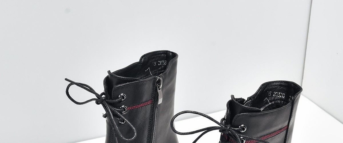 Boot Martin Nữ Da Bò Cổ Ngắn Có Dây Chiều Cao Đế Khoảng 5cm Màu Đen chi tiết 10