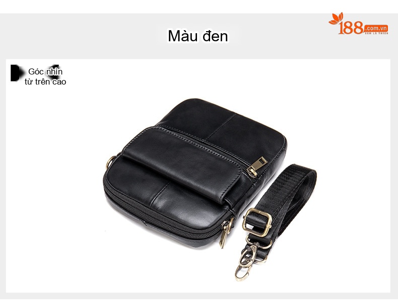 Túi Đeo Chéo Nam Da Bò Thật Phong Cách Casual Màu Nâu, Đen chi tiết 17