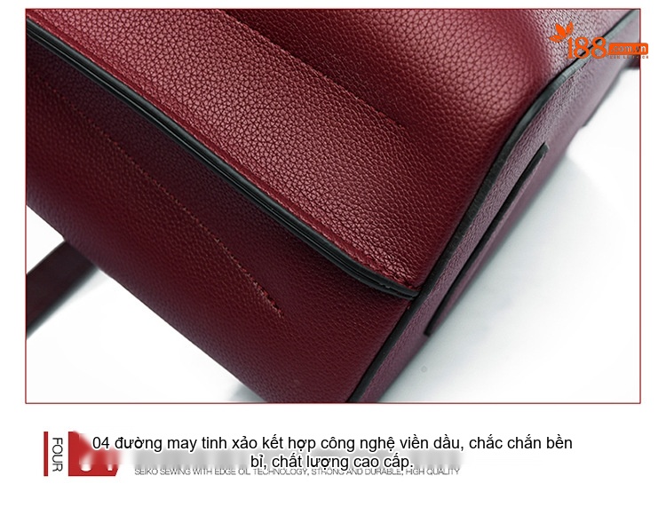 Túi Xách Tay Nữ Da Mềm Công Sở Đựng Vừa A4 Màu Đỏ Rượu, Đen, Trắng Kem chi tiết 11