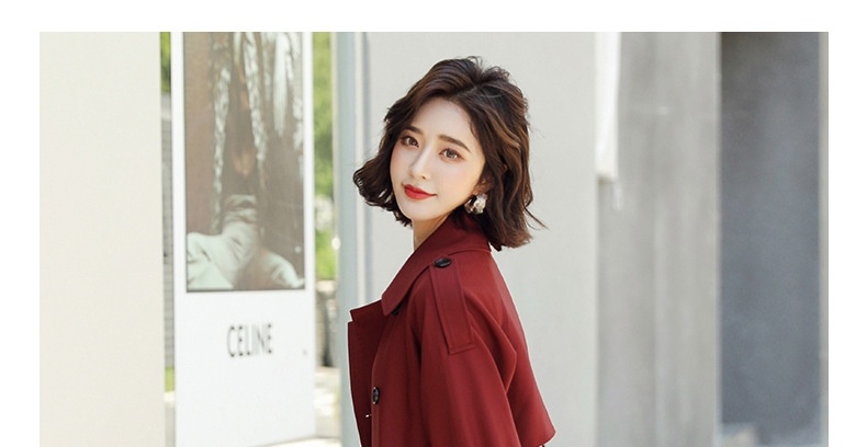 Áo Khoác Trench Coat Nữ Dáng Dài Qua Gối Phong Cách Hàn Quốc Màu Nâu, Đỏ chi tiết 11