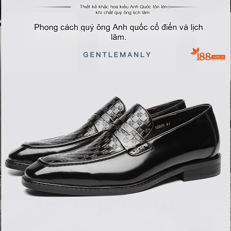 Giày Lười Nam Da Bò Bóng Chiều Cao Đế Khoảng 3cm Màu Đen, Nâu, Xám, Xanh...