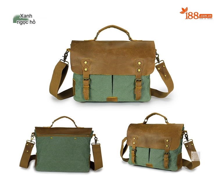 Túi Đeo Chéo Nam Nữ Vải Canvas Kiểu Dáng Postman Thiết Kế Du Lịch, Chụp Ảnh Màu Nâu, Xanh Lá, Xám, Xanh Dương... chi tiết 8