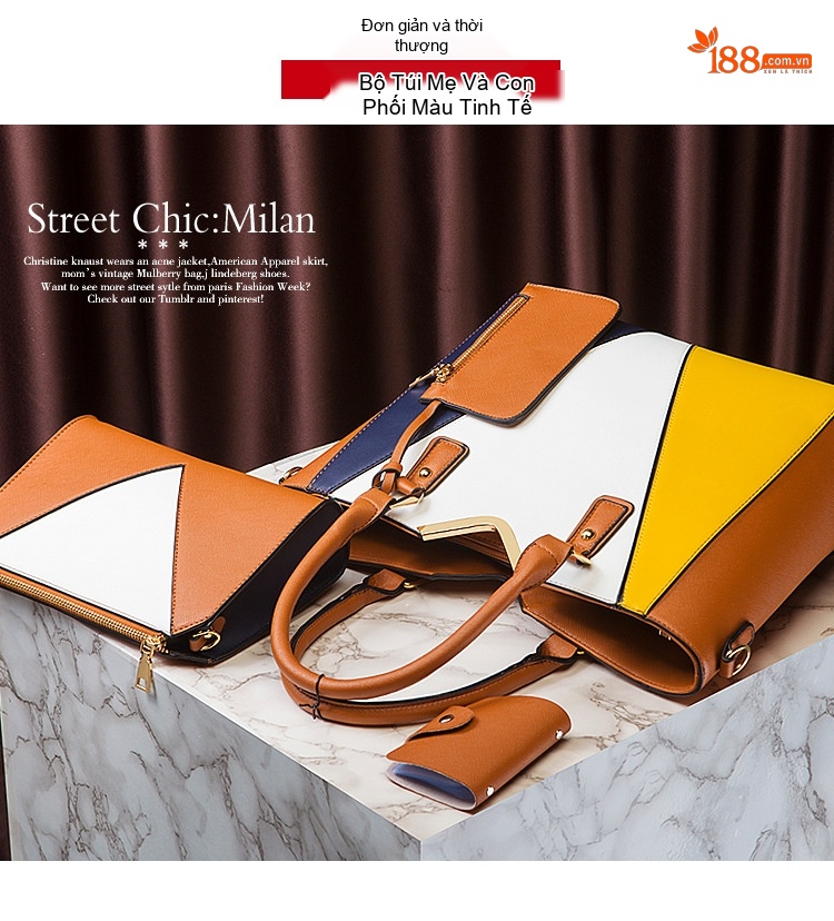 Túi Xách Nữ Set 4 Món Da Bóng Đeo Chéo Thời Trang Màu Đen, Trắng, Hồng, Vàng... chi tiết 6