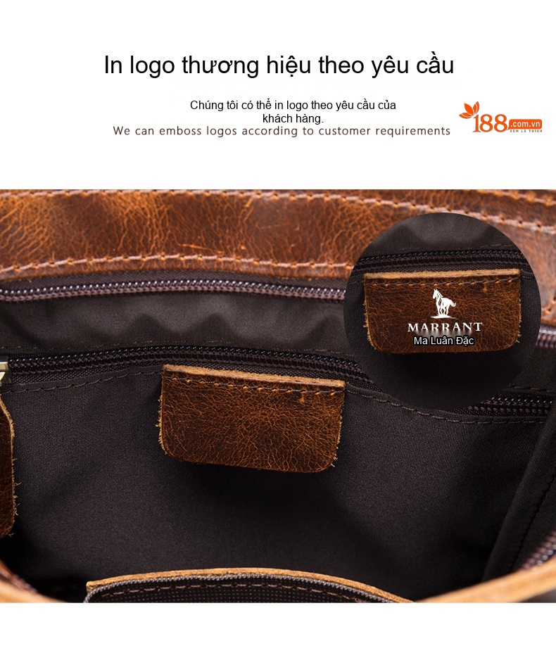 Túi Đeo Vai Nam Da Bò Lớp Đầu Phong Cách Retro, Túi Đeo Chéo Nam Sức Chứa Lớn Màu Cà Phê Dầu, Cà Phê chi tiết 8