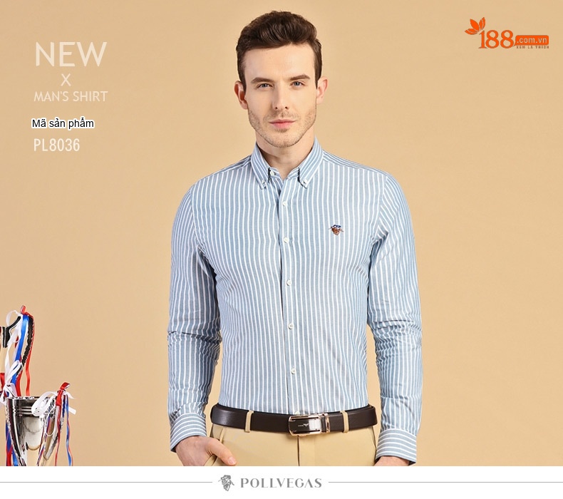 Áo Sơ Mi Nam Cotton Lót Lông Dày Dặn Tay Dài Kẻ Sọc Màu Trắng, Xanh Dương, Hồng, Xanh Navy... chi tiết 5