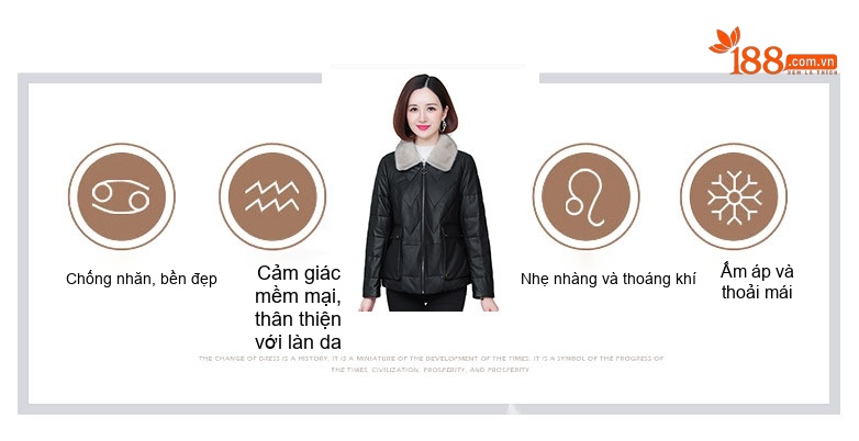 Áo Khoác Phao Nữ Da Cừu Thật Lót Lông Vũ Cổ Lông Chồn Màu Đen chi tiết 3