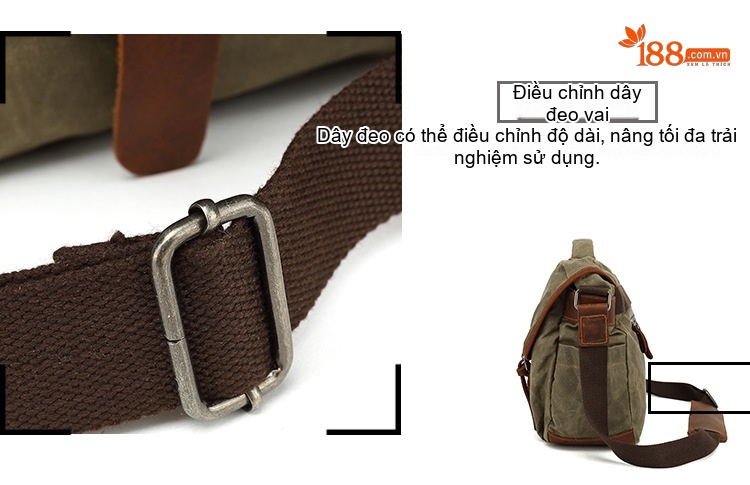 Túi Đeo Chéo Vải Canvas Đựng Máy Ảnh Phong Cách Retro Cho Nam Màu Nâu, Xanh Rêu chi tiết 13