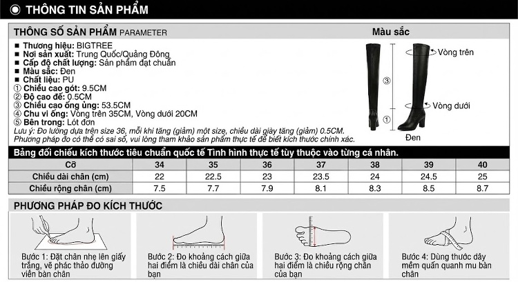 Boot Nữ Ôm Chân Da Bóng Gót Nhọn Dáng Dài Qua Gối Chiều Cao Đế Khoảng 8cm Màu Đen chi tiết 1