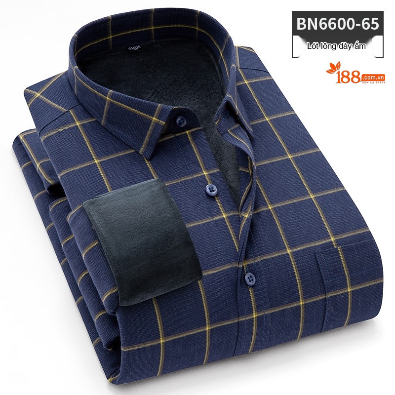 Áo Sơ Mi Nam Dài Tay Cotton Lót Lông Dày Dặn Giữ Ấm Màu Xanh Dương, Xám, Đen, Đỏ...