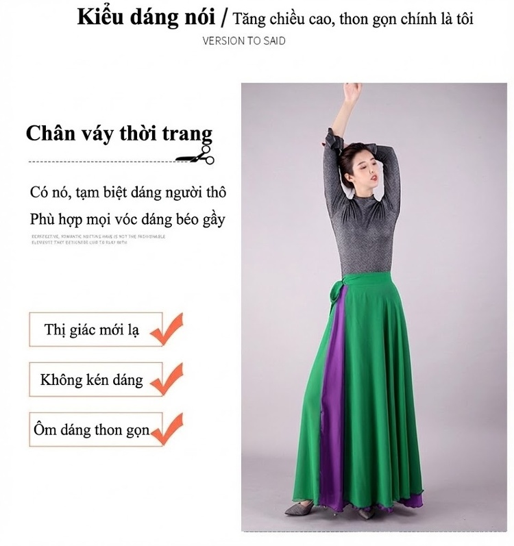 Chân Váy Dài Nữ Xếp Ly Voan Lụa Satin Màu Đen, Trắng, Xanh, Đỏ... chi tiết 2