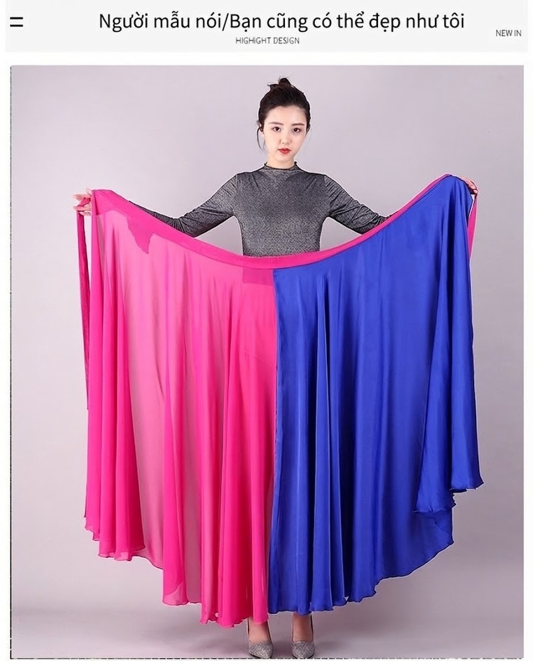 Chân Váy Dài Nữ Xếp Ly Voan Lụa Satin Màu Đen, Trắng, Xanh, Đỏ... chi tiết 16