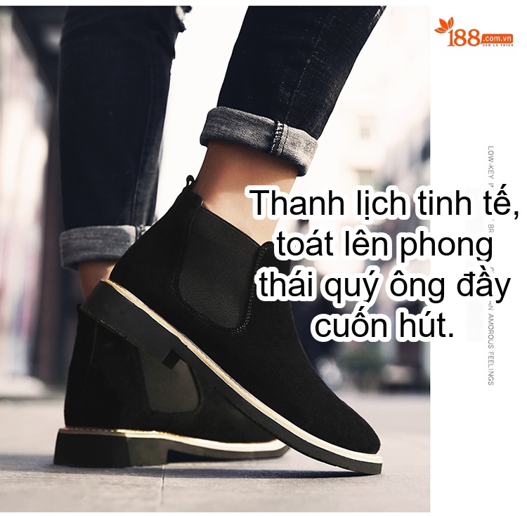 Giày Chelsea Boot Nam Nỉ Lót Lông Chiều Cao Đế Khoảng 3cm Màu Đen, Nâu, Xám, Xanh Navy chi tiết 21