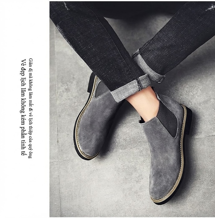 Giày Chelsea Boot Nam Nỉ Lót Lông Chiều Cao Đế Khoảng 3cm Màu Đen, Nâu, Xám, Xanh Navy chi tiết 31