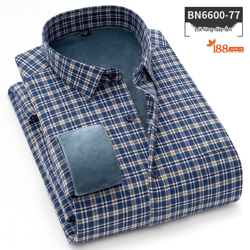 Áo Sơ Mi Nam Dài Tay Cotton Lót Lông Dày Dặn Giữ Ấm Màu Xanh Dương, Xám, Đen, Đỏ...