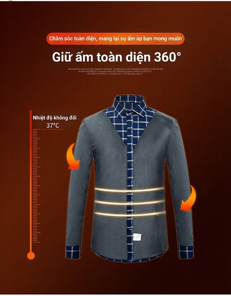Áo Sơ Mi Nam Dài Tay Cotton Lót Lông Dày Dặn Giữ Ấm Màu Xanh Dương, Xám, Đen, Đỏ... chi tiết 4
