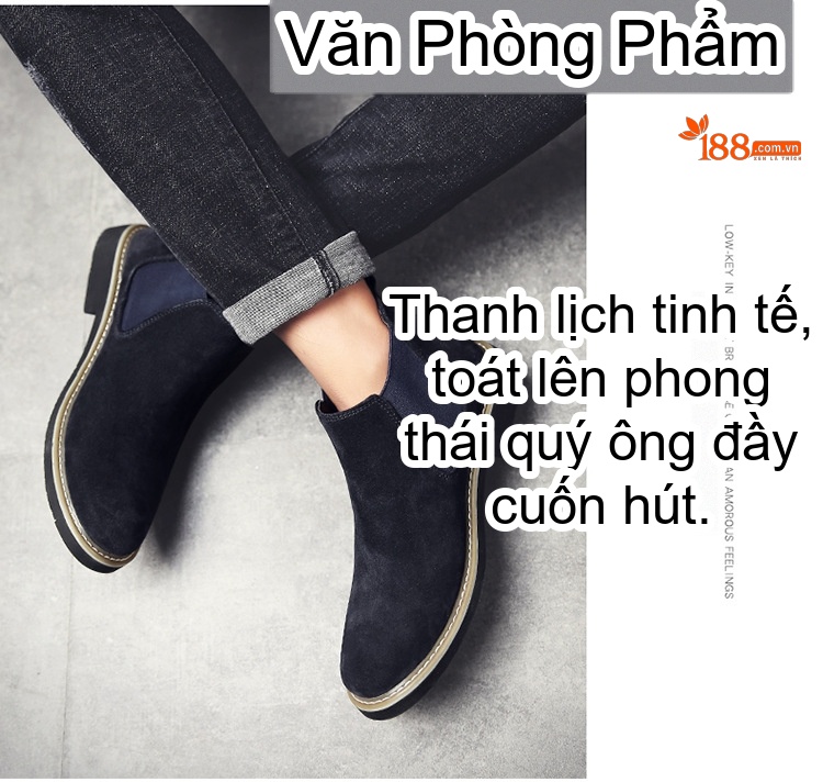 Giày Chelsea Boot Nam Nỉ Lót Lông Chiều Cao Đế Khoảng 3cm Màu Đen, Nâu, Xám, Xanh Navy chi tiết 33