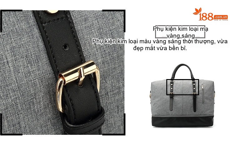 Túi Du Lịch Vải Oxford Chống Thấm Nước Sức Chứa Lớn Màu Xám, Đen chi tiết 5