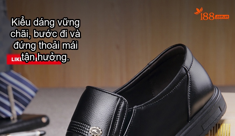 Giày Lười Nam Da Bò Mềm Mại Chiều Cao Đế Khoảng 3cm Màu Đen, Nâu chi tiết 1