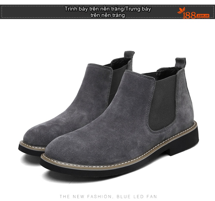 Giày Chelsea Boot Nam Nỉ Lót Lông Chiều Cao Đế Khoảng 3cm Màu Đen, Nâu, Xám, Xanh Navy chi tiết 38