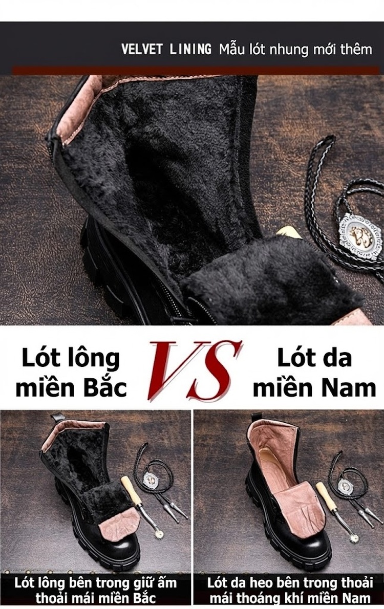 Boot Martin Nam Da Bò Cổ Cao Khóa Kéo Chiều Cao Đế Khoảng 4cm Màu Đen, Nâu chi tiết 7