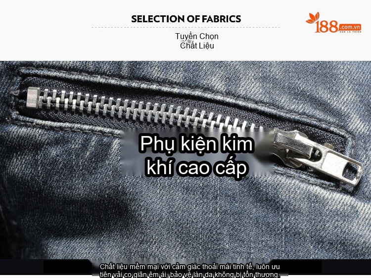 Áo Khoác Jean Nam Cổ Trụ Lót Lông Dày Dặn Khóa Kéo Màu Xanh Jean chi tiết 1