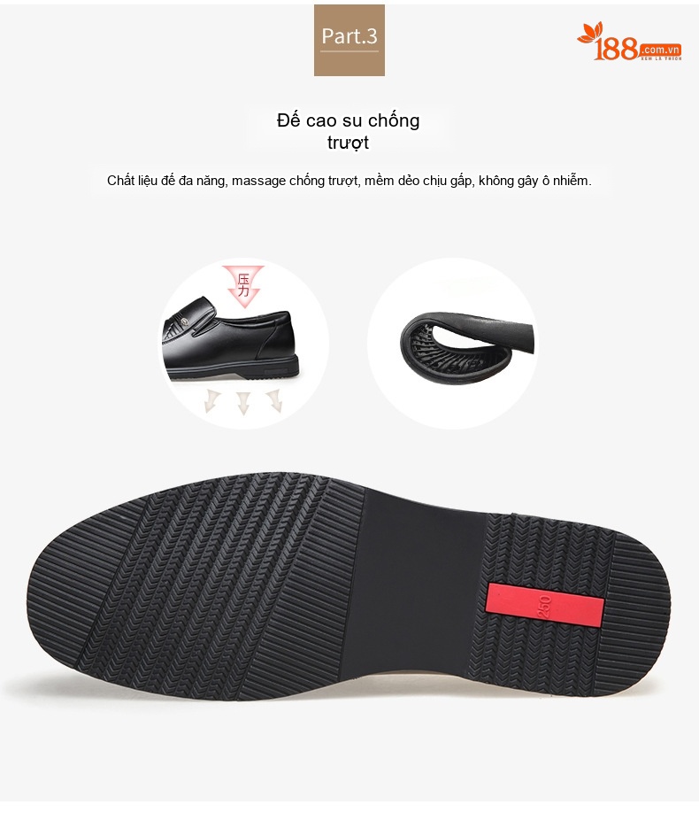 Giày Lười Nam Da Bò Mềm Mại Chiều Cao Đế Khoảng 3cm Màu Đen, Nâu chi tiết 20