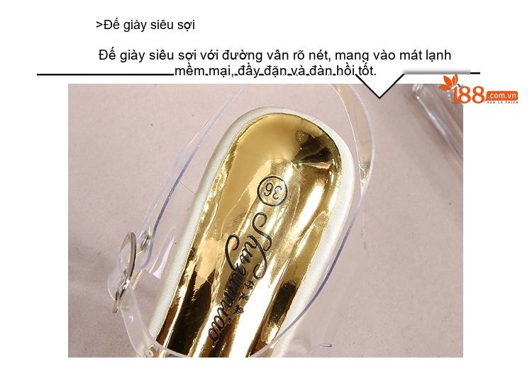 Dép Nữ Quai Trong Suốt Đế Xuồng Chiều Cao Đế 11cm Phong Cách Hàn Quốc Màu Xanh Dương, Hồng, Vàng, Trắng... chi tiết 3