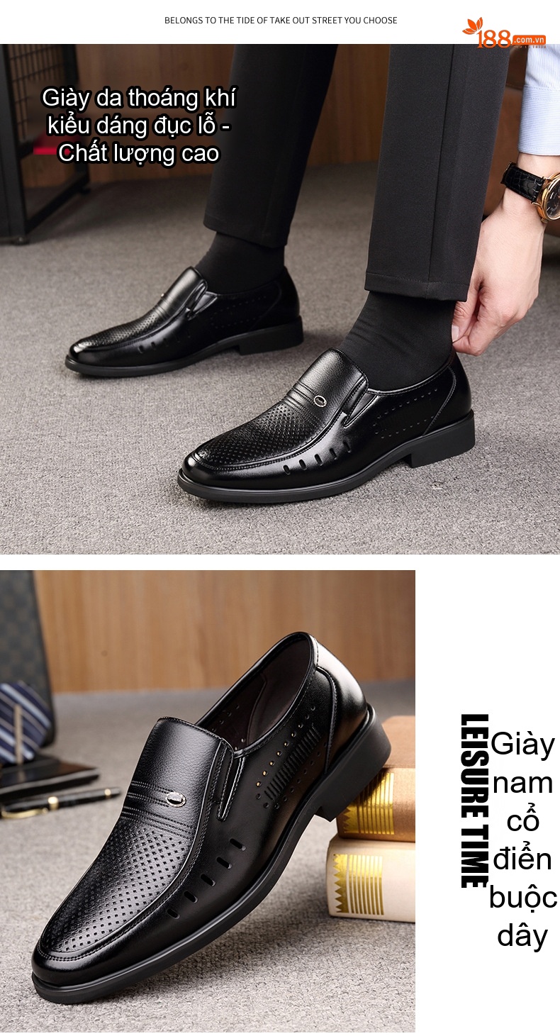 Giày Lười Nam Da Bóng Lót Lông Chiều Cao Đế 6cm Màu Đen, Nâu chi tiết 17