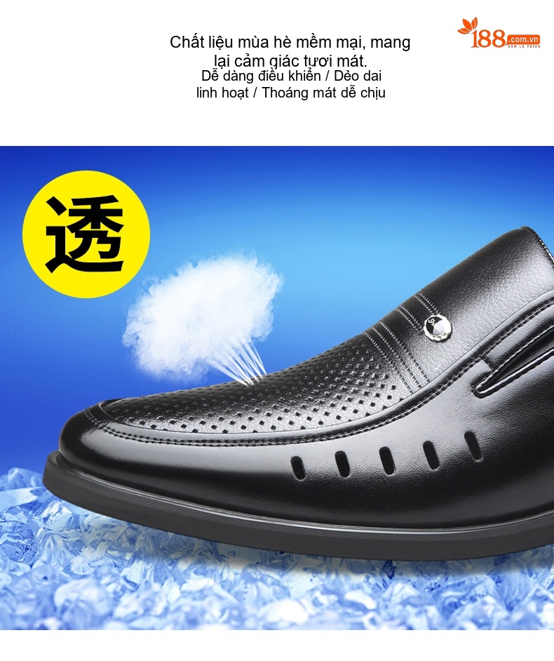 Giày Lười Nam Da Bóng Lót Lông Chiều Cao Đế 6cm Màu Đen, Nâu chi tiết 7