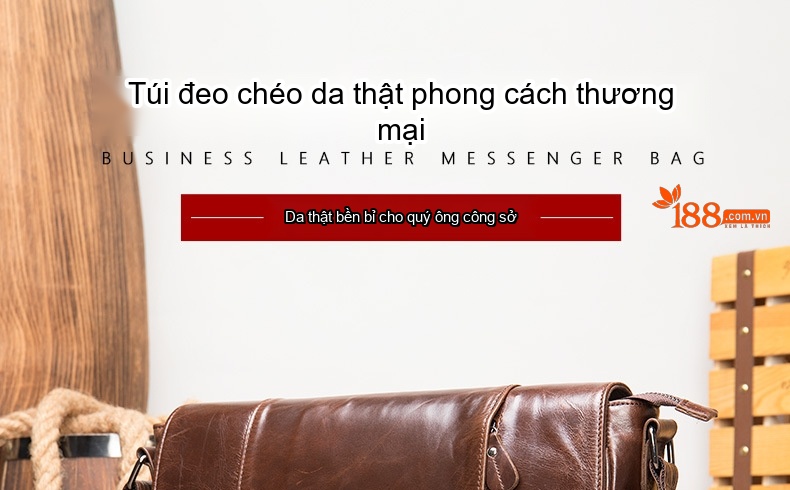 Túi Đeo Chéo Nam Da Bò Dáng Postman Cổ Điển Vintage Đựng Laptop Đi Làm Màu Nâu chi tiết 1