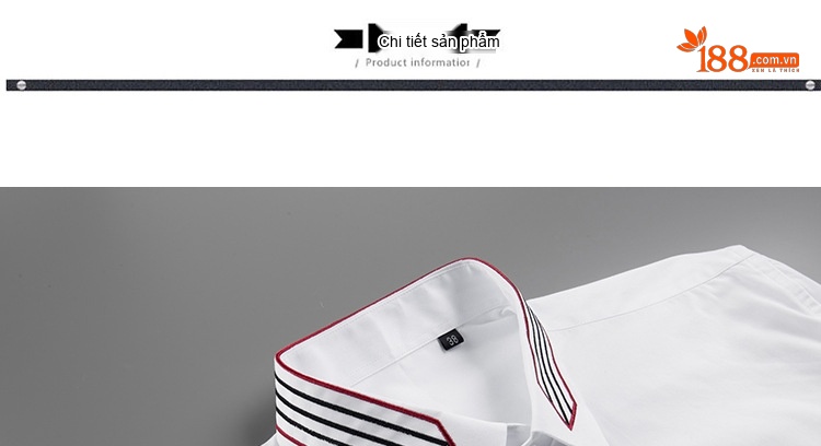 Áo Sơ Mi Nam Tay Dài Thêu Họa Tiết Arrow Stripe Túi Hộp Màu Trắng, Đen chi tiết 10