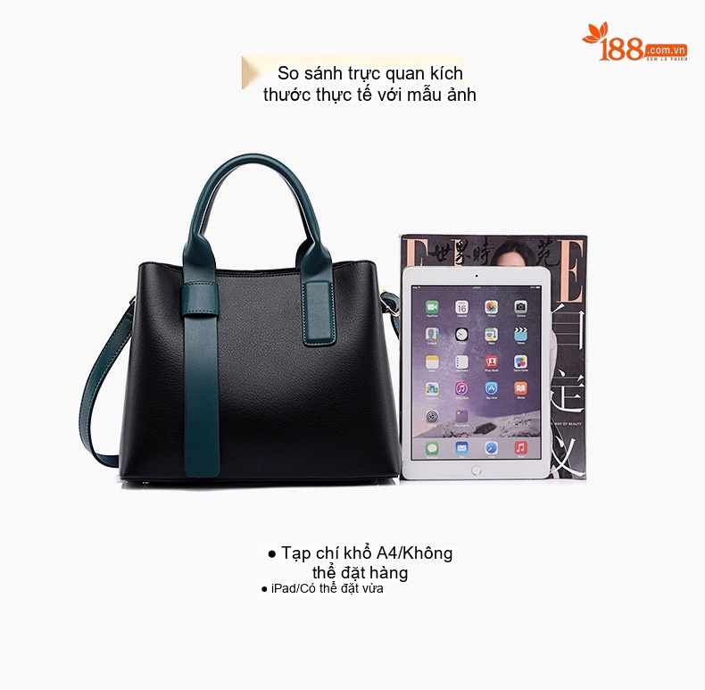 Túi Tote Nữ Da Mờ Sức Chứa Lớn Cao Cấp Đeo Vai Đi Làm Hàng Ngày Màu Đen, Xanh chi tiết 15