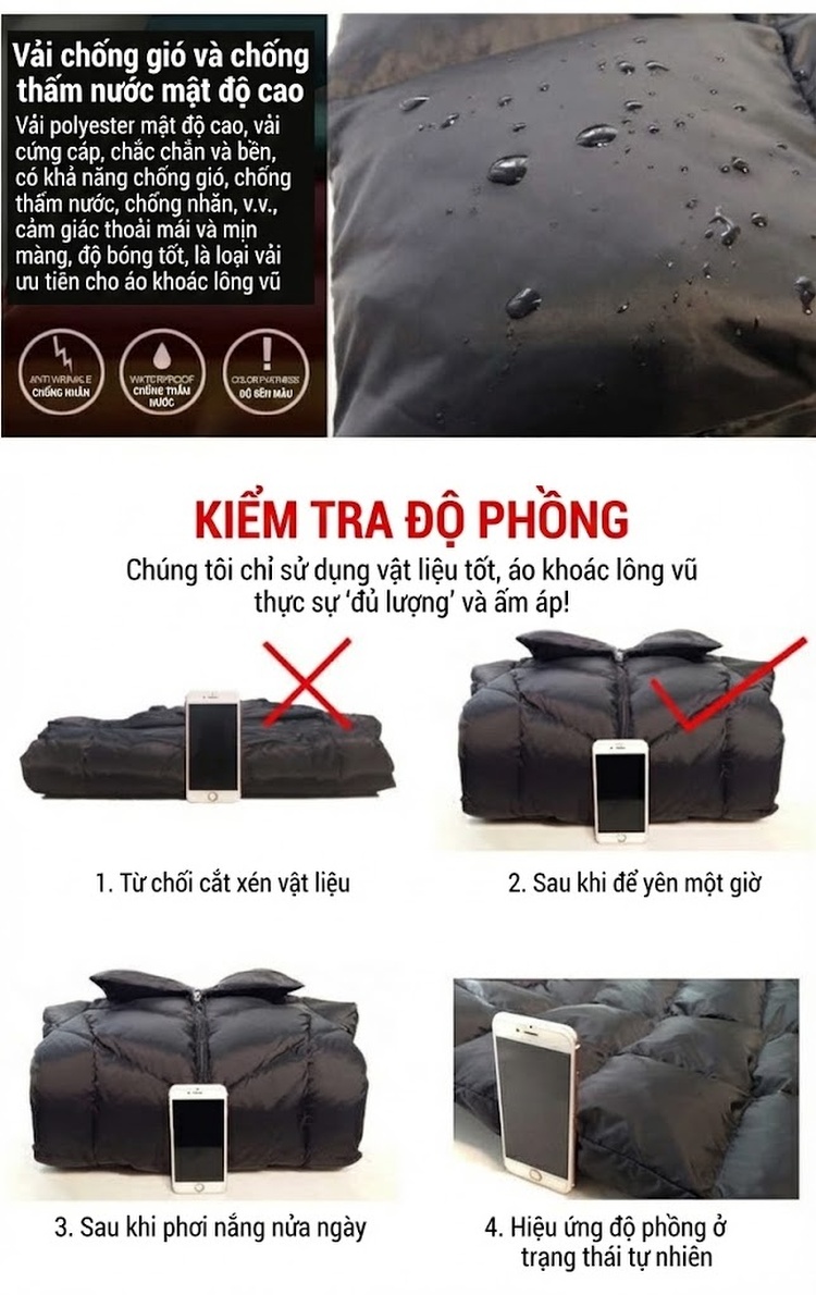 Áo Phao Nữ Dáng Dài Qua Gối Siêu Nhẹ Giữ Ấm Màu Đen chi tiết 5